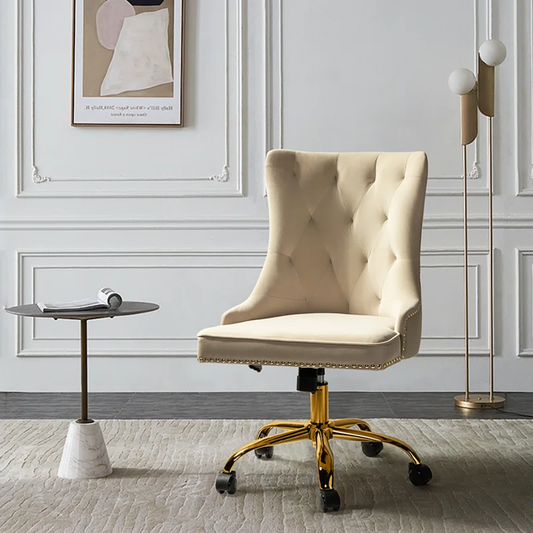 Doe Buck Velvet Swen task chair /study chair /office chair for study Room, office , swivel Armchair with Gold base