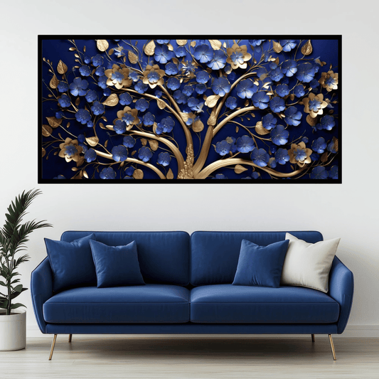 Tree with Ruby Blue Leaf: Wall Paintings by Creative Decor