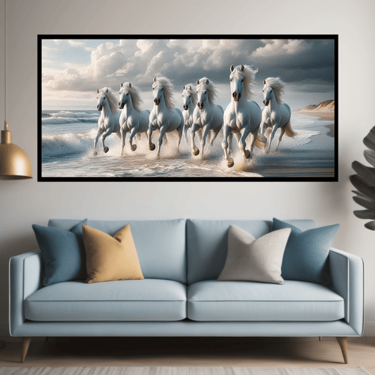 Seven White Horses - Beautiful Art Print