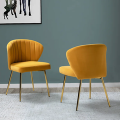Doe Buck Velvet Chimene Accent Chair/dining chair/café chair for Living Room, dining room ,restaurant Armchair with Gold Legs.