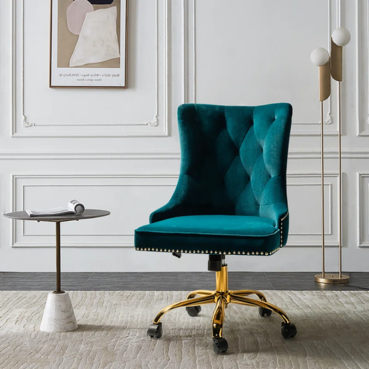 Doe Buck Velvet Swen task chair /study chair /office chair for study Room, office , swivel Armchair with Gold base