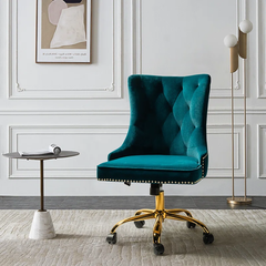 Doe Buck Velvet Swen task chair /study chair /office chair for study Room, office , swivel Armchair with Gold base