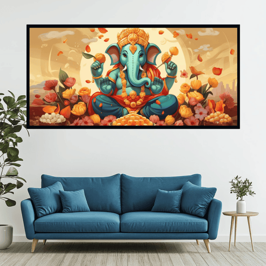 Elegant Ganesh Ji Sitting with Modak Idol for Home and Office Décor