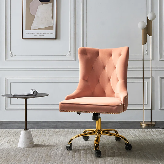 Doe Buck Velvet Swen task chair /study chair /office chair for study Room, office , swivel Armchair with Gold base