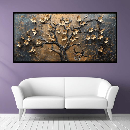 Tree With Golden Leaf: Wall Paintings by Creative Decor