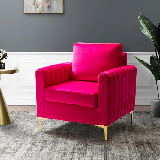 Doe Buck Velvet Rafeal Accent Chair/Lounge Chair for Living Room, Bedroom, Armchair Sofa Chair with Gold Legs.