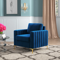 Doe Buck Velvet Rafeal Accent Chair/Lounge Chair for Living Room, Bedroom, Armchair Sofa Chair with Gold Legs.