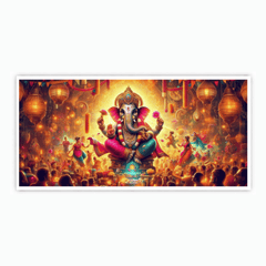 Ganesh Ji in Pandal with Devotees - Divine Idol for Celebrations