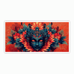 Mystical Goddess with Red Eyes and Flower-Shaped Head Sculpture