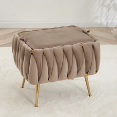 Doe Buck Velvet vegan Accent Chair with ottoman /Lounge Chair for Living Room, Bedroom, Armchair Sofa Chair with Gold Legs.