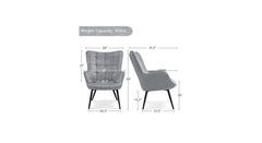 Doe Buck Velvet Lapis Accent Chair/Lounge Chair for Living Room, Bedroom, Armchair Sofa Chair with black Legs.