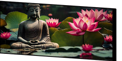 Buddha Ji Sitting in Water with Many Lotus Flowers