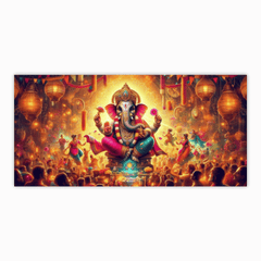 Ganesh Ji in Pandal with Devotees - Divine Idol for Celebrations