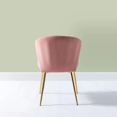 Elegant Pink Velvet Chimene Accent Chair with Gold Legs