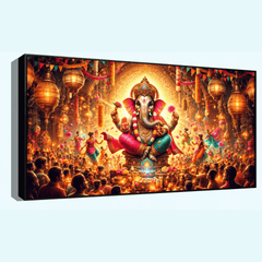 Ganesh Ji in Pandal with Devotees - Divine Idol for Celebrations