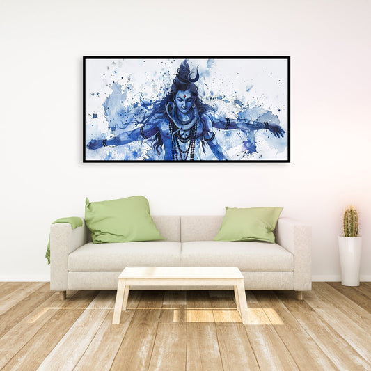 Art of Devotion | Watercolor Shiva Canvas Artwork for Uplifting Spaces in Your Home to Elevate Your Decor