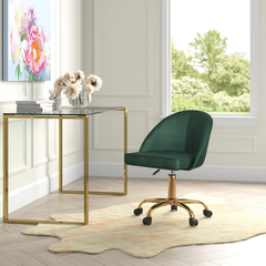 Doe Buck Velvet Hindmen task chair /study chair /office chair for study Room, office , swivel Armchair with Gold base