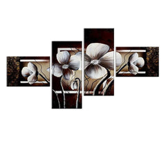 Large Modern 4 pcs Beautiful Flowers Multiple Framed Canvas Wall Painting for Living Room, Bedroom, Office Wall Decoration