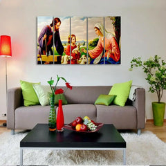 Jesus with Family Spiritual Multiple Framed Canvas Wall Art Painting for Living Room, Bedroom, Office Wall Decoration (24" x 8" Each Panel)