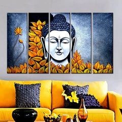Lord Buddha Spiritual Stretched and Framed on Wood Canvas Print Wall Painting for Living Room, Bedroom, Office Wall Decoration(24" H x 8" W Each panel)