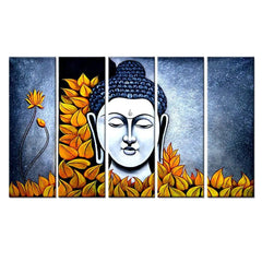 Lord Buddha Spiritual Stretched and Framed on Wood Canvas Print Wall Painting for Living Room, Bedroom, Office Wall Decoration(24" H x 8" W Each panel)