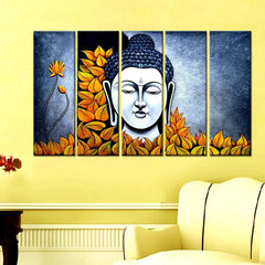 Lord Buddha Spiritual Stretched and Framed on Wood Canvas Print Wall Painting for Living Room, Bedroom, Office Wall Decoration(24" H x 8" W Each panel)
