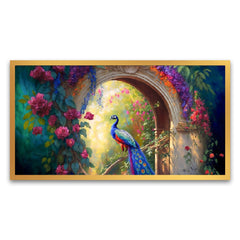 Nature's Beauty and Grace Vivid Elegance Peacock Canvas Floating Framed Wall Painting