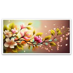 Colorful Realistic Floral Spring Background Floating Frame Canvas Wall Painting