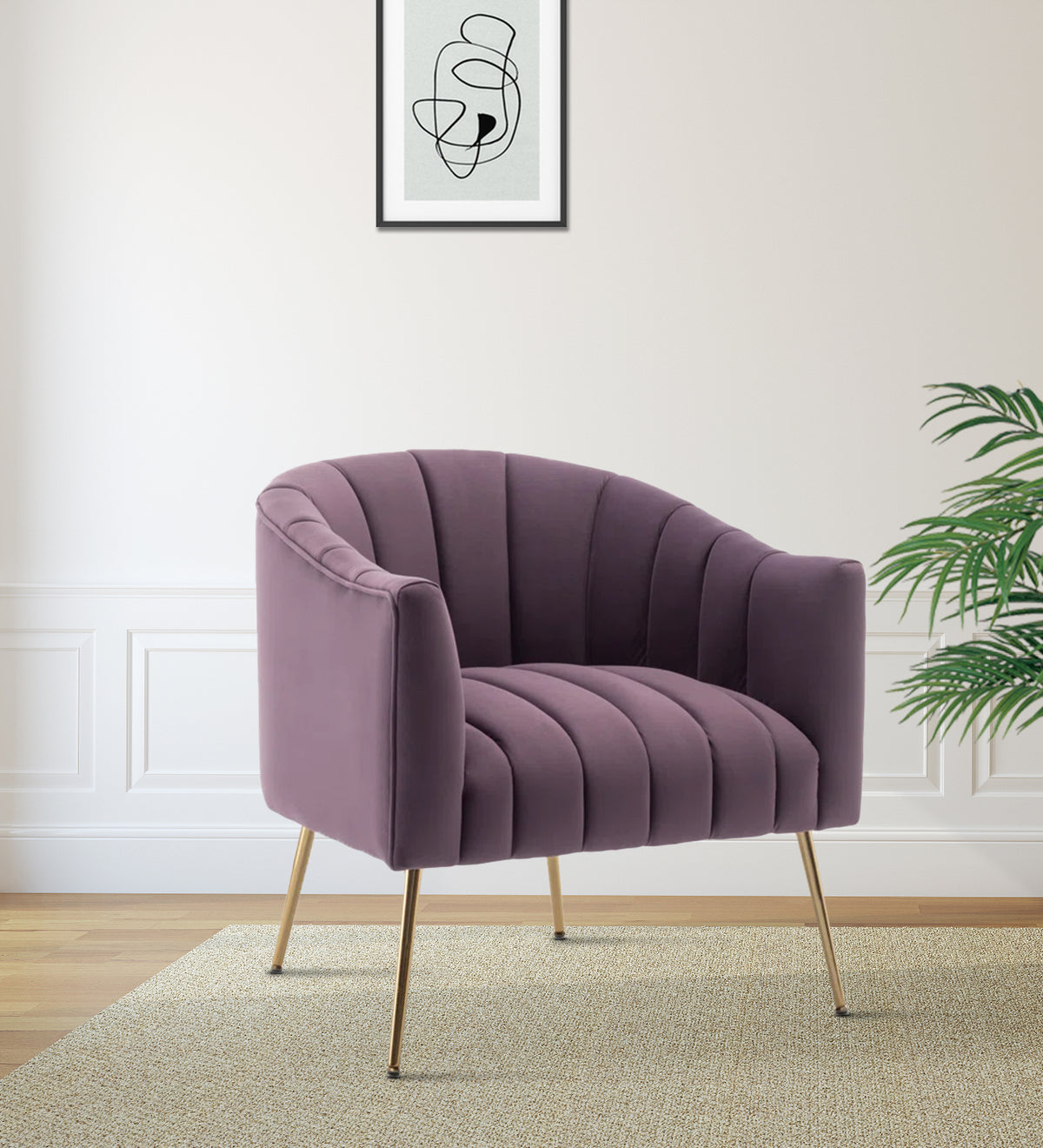 CreativeDecore Velvet Jella  Accent Chair/Lounge Chair for  Living Room, Bedroom, Armchair Sofa Chair with Gold Legs.