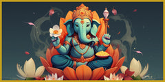 Ganesh Ji Sitting on Lotus Flower Idol - Divine Home Decor & Gift