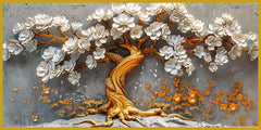 Golden Tree With White Flower: Wall Paintings by Creative Decor