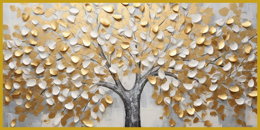 Tree With White & gold Leaf: Wall Paintings by Creative Decor