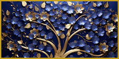 Tree with Ruby Blue Leaf: Wall Paintings by Creative Decor