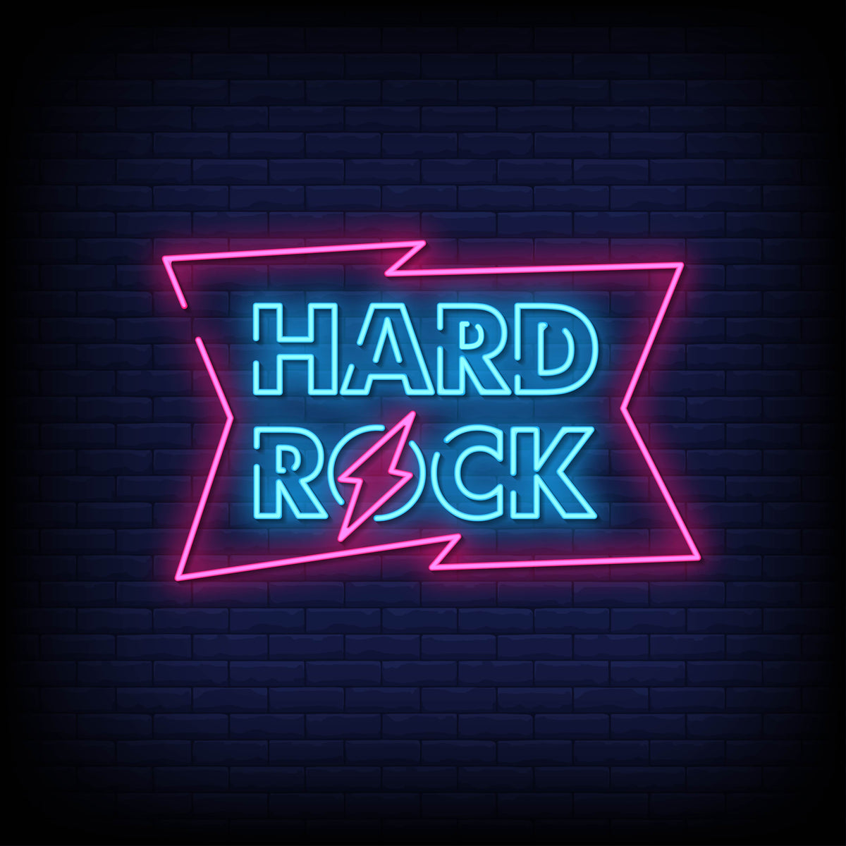 "Neon Light 'Hard Rock' in Blue and Pink - Stylish Music-Themed Décor"