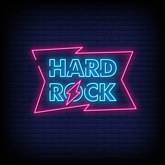 "Neon Light 'Hard Rock' in Blue and Pink - Stylish Music-Themed Décor"