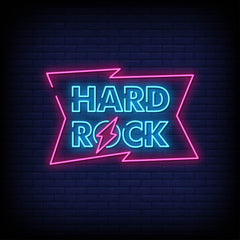 "Neon Light 'Hard Rock' in Blue and Pink - Stylish Music-Themed Décor"