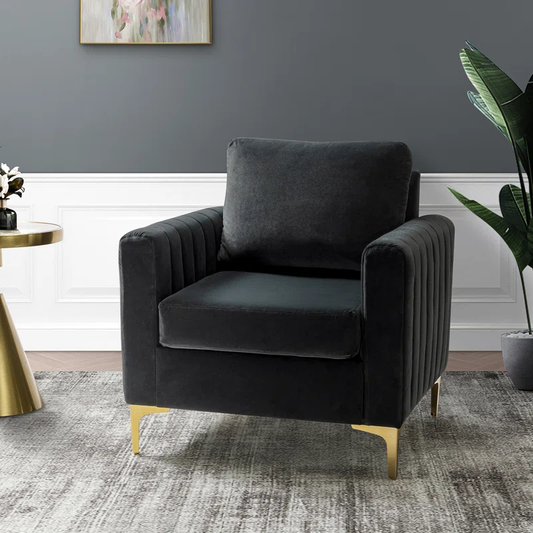 Doe Buck Velvet Rafeal  Accent Chair/Lounge Chair for  Living Room, Bedroom, Armchair Sofa Chair with Gold Legs.