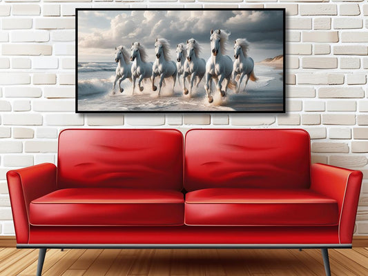 Seven White Horses - Beautiful Art Print