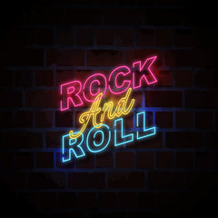 Neon Lights Rock and Roll - Vintage LED Sign for Home Decor"