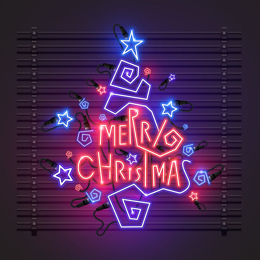 Neon Light "Merry Christmas" Decor with Christmas Tree & Star