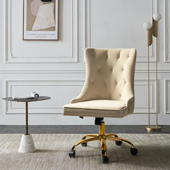 Doe Buck Velvet Swen task chair /study chair /office chair   for  study  Room, office  , swivel Armchair  with Gold base