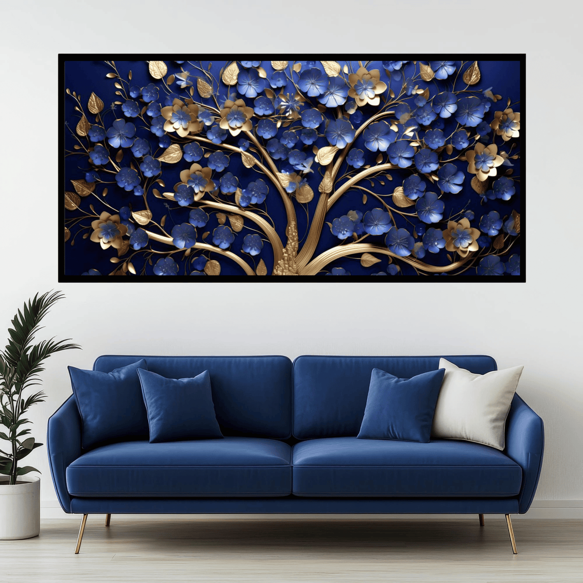 Tree with Ruby Blue Leaf: Wall Paintings by Creative Decor