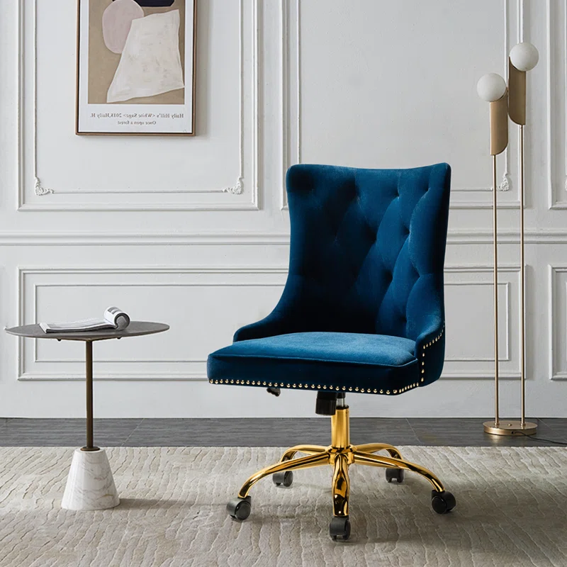 CreativeDecore Velvet Swen task chair /study chair /office chair   for  study  Room, office  , swivel Armchair  with Gold base
