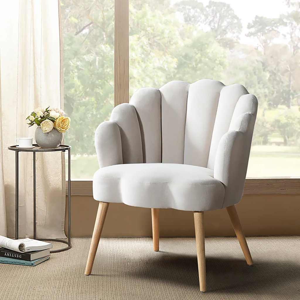 CreativeDecore Velvet Rae Accent Chair/Lounge Chair for  Living Room, Bedroom, Armchair Sofa Chair with natural finish wooden legs
