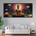 Buddha Ji Sitting on Flower with Chakra Behind Head