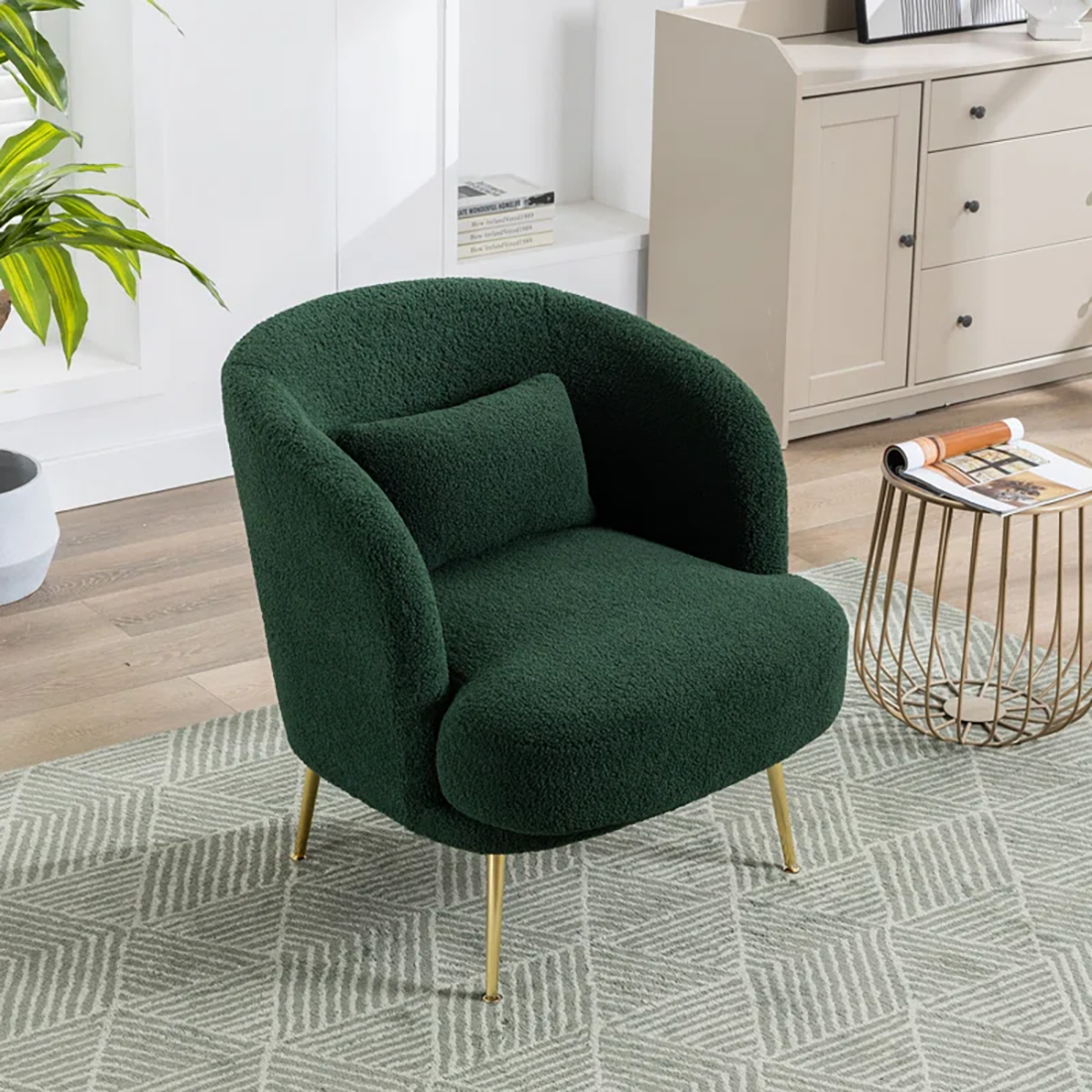 CreativeDecore Velvet Cititum Accent Chair/Lounge Chair for  Living Room, Bedroom, Armchair Sofa Chair with natural finish golden legs
