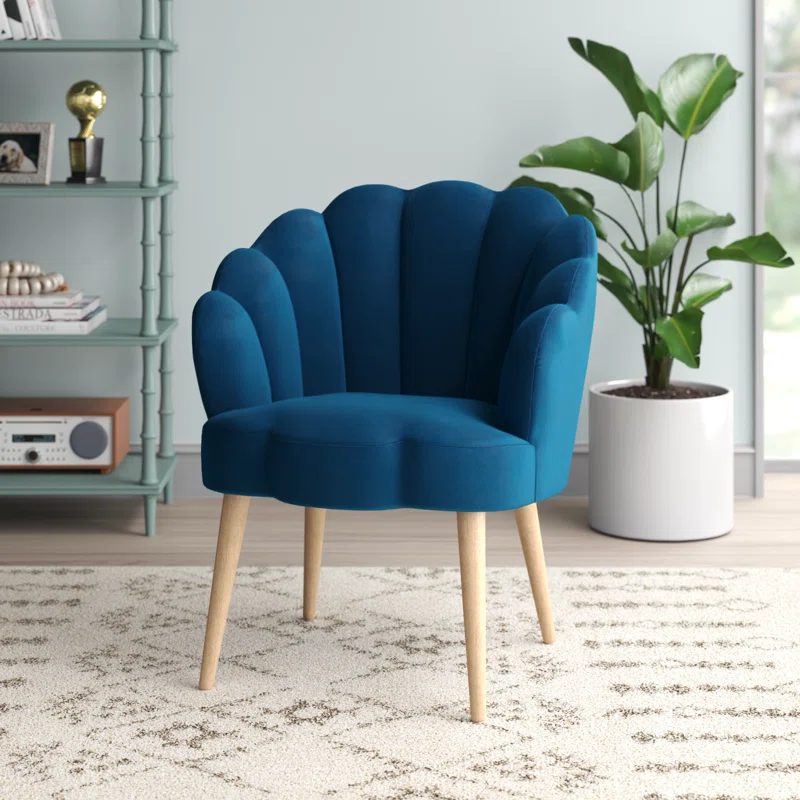 Doe Buck Velvet Rae Accent Chair/Lounge Chair for  Living Room, Bedroom, Armchair Sofa Chair with natural finish wooden legs