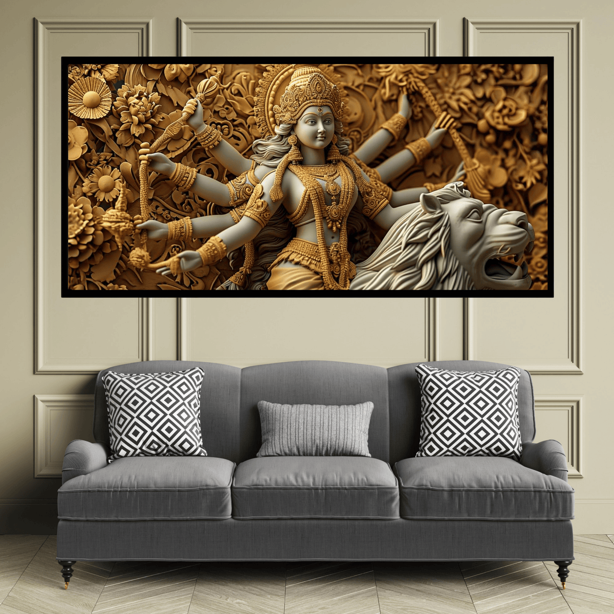 Durga Devi With lion: Wall Paintings by Creative Decor