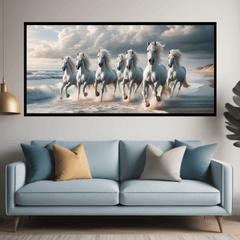 Seven White Horses - Beautiful Art Print