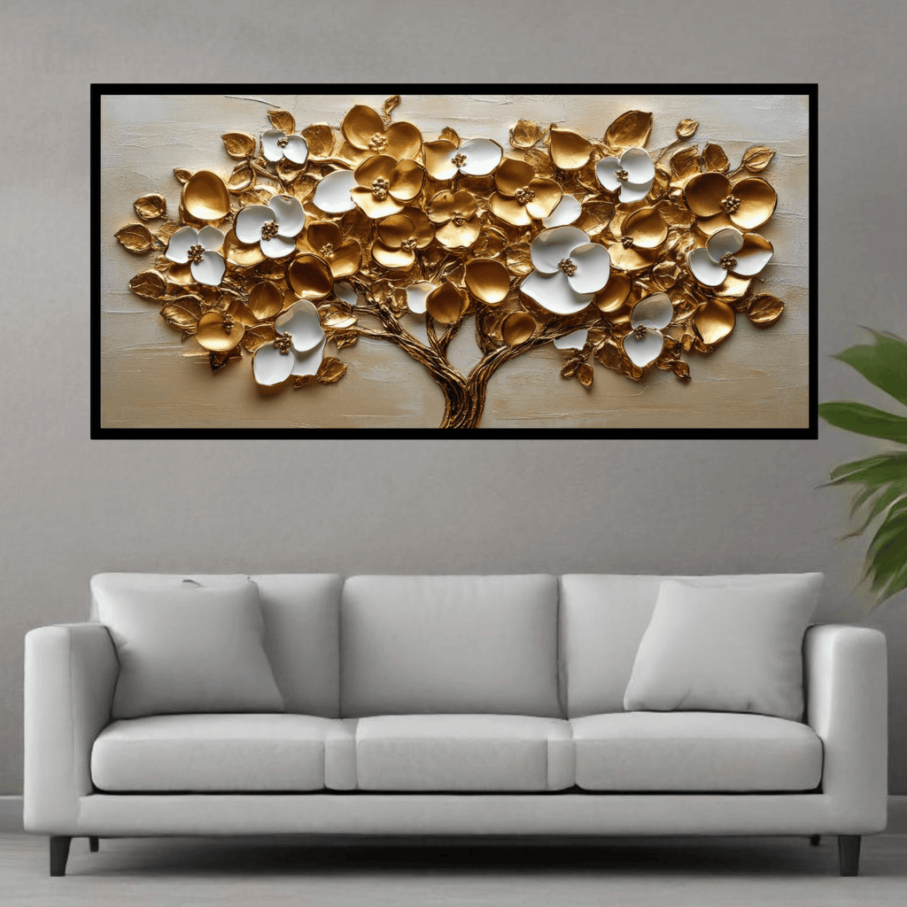 Tree with gold & Silver flower: Wall Paintings by Creative Decor